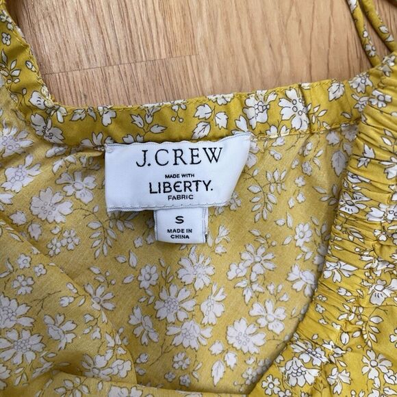 J. Crew Liberty Fabric Blouse Top Womens Size S Yellow Ditsy Floral Feminine - Picture 4 of 7